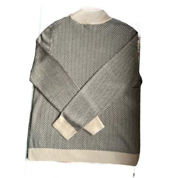 Calvin Klein women's tan/blk herringbone sweater size L NWT - Picture 2 of 3